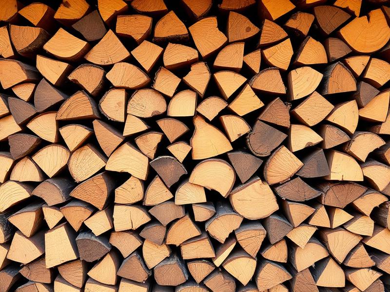 Neatly stacked seasoned split firewood